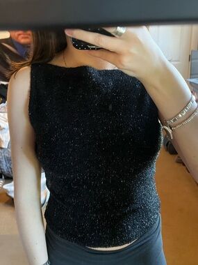 Y2k sparkly black tank